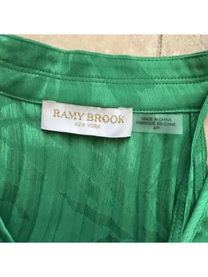 Ramy Brook Alex Pleated Blouse Halter Jacquard Garden Green Island Women's Small thumbnail 9
