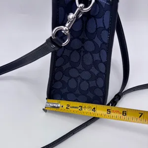 Coach Navy Signature Canvas Mini Satchel with Stripe thumbnail 11