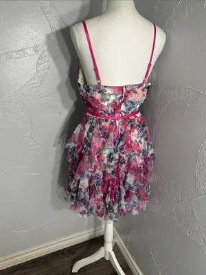 Pink Floral Tie-Waist Mini Dress thumbnail 7