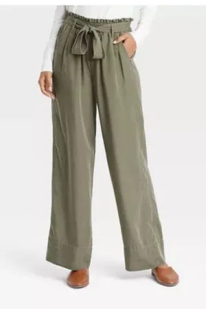 Knox Rose High rise wide leg pants in olive green size XXL fits women's 16-18 New … thumbnail 1