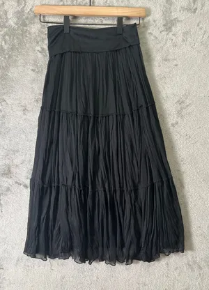 Vintage Y2k Black Tiered‎ Skirt Whimsigoth Flowy Fairycore Dark Romance Medium thumbnail 1