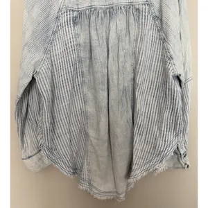 Free People We The Free Indigo Skies Blue Stripe Shirt Women's Size Small thumbnail 6