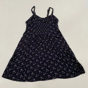 American Eagle Floral Babydoll Mini Dress Women Small Navy Button Front Sundress thumbnail 2