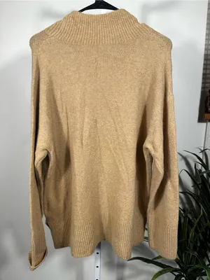 S140. J. Crew Camel Ribbed Mock Neck Sweater thumbnail 3