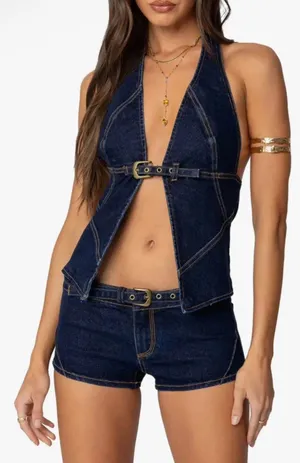 Edikted Two-Piece Denim Set thumbnail 1