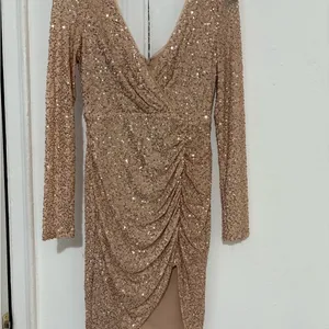 Aqua Gold Sequin Long Sleeve Dress Size S thumbnail 5