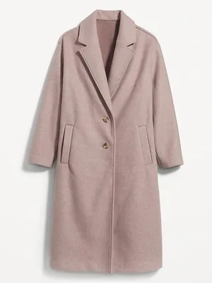 Old Navy Soft-Brushed Long Overcoat Mauve Pink Womens Small Winter Coat thumbnail 3