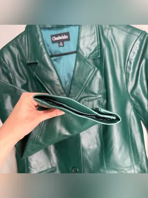 Chadwicks Vintage Y2K Deep Green 100% Leather Blazer Tailored Capsule Classic thumbnail 5