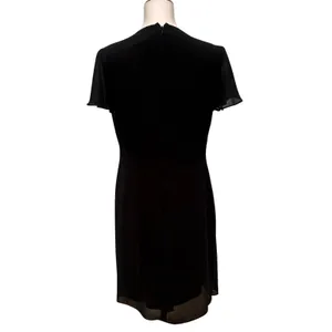 VTG 90s Elegant‎ Mock Jacket Sheath Dress 10 Black Beaded Floral Midi Modest thumbnail 4