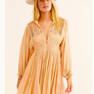 Free People One Karma Lace Mini Dress Light Green Cotton Gauze thumbnail 7