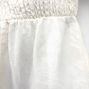 Tuckernuck Annie Mini Dress Womens XS Ivory‎ Linen Smocked Puff Sleeve Romantic thumbnail 6