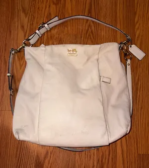 Coach Ivory Pebbled Leather Shoulder Bag with Gold-Tone Hardware thumbnail 1