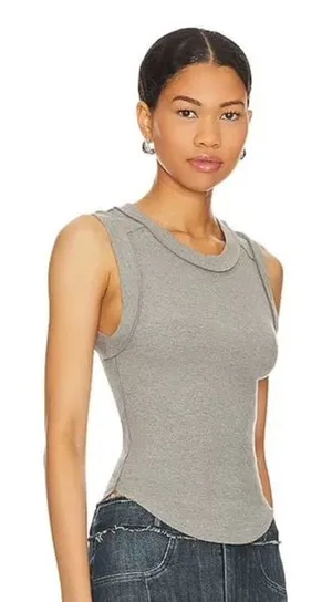 We the Free Classic Light Gray Tank Top Cotton Ribbed Fitted Size XS thumbnail 1
