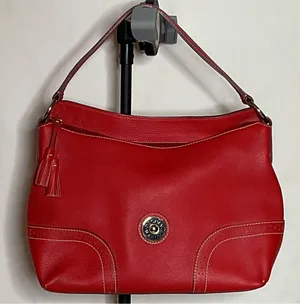 Dooney & Bourke Red Pebbled Leather Hobo Shoulder Bag - EUC thumbnail 1