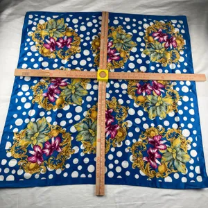Berkshire‎ Blue Floral Polka Dot Scarf Wrap Made in Italy 33x33 thumbnail 6