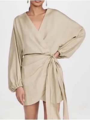 Significant Other Kenna Wrap Mini Dress Size US 2 Tan thumbnail 2