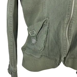 Affliction Black Premium Womens XS Green Military Style Hooded Jacket thumbnail 2