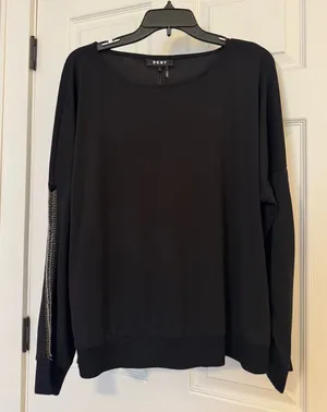 Dkny City Lights Black Long-Sleeve Top with Accented Sleeves thumbnail 1