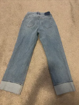 Abercrombie & Fitch Light Blue Boyfriend Jeans with Wide Cuff thumbnail 4