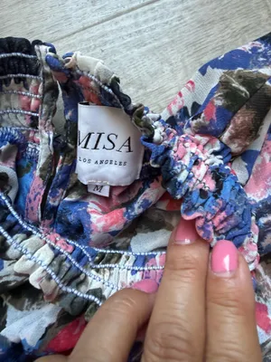 Misa Los Angeles Savanna Floral Asymmetrical Ruffle Layer Dress Size M Mock Neck thumbnail 6