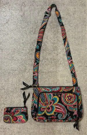 Vera Bradley Mini Paisley/ Floral Crossbody Purse And Matching Coin Purse thumbnail 1