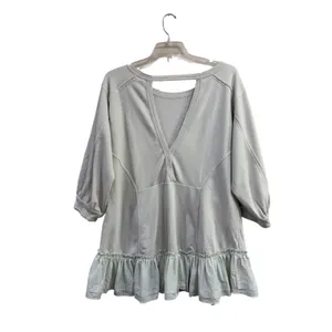 Anthropologie Daily Practice Eldridge Ruffle Hem Mini Sweater Dress Green M thumbnail 4
