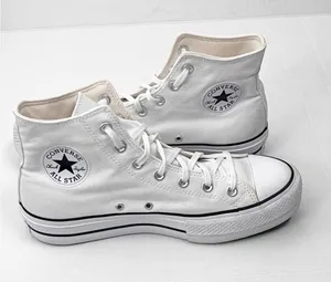 CHUCK TAYLOR ALL STAR CONVERSE White Platform Lace Up High Top Sneakers Size 10 thumbnail 1