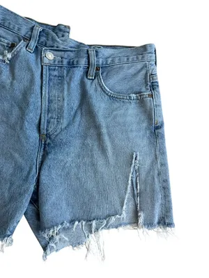 AGOLDE Denim Distressed Asymmetrical Shorts Size 28 thumbnail 10
