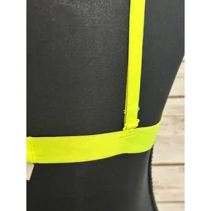 PINK Victoria's Secret mint green/neon yellow lace triangle bralette Size Medium thumbnail 7