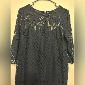 Loft Navy‎ Shift Dress with Lace Shell Size 4 thumbnail 2