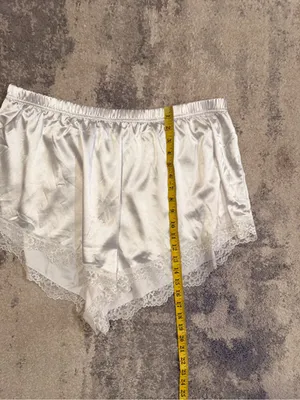 Silky Lace Trim White Cami and Shorts Sleep Set thumbnail 5