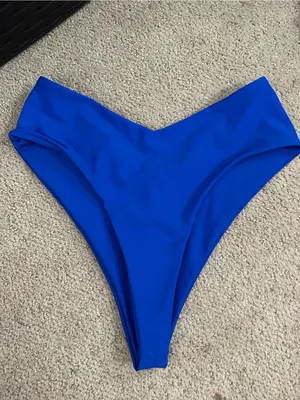 NWOT Quince Italian high leg bikini bottoms electric blue small thumbnail 2