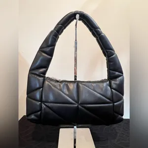 Zara Black Quilted Puffer Shoulder Bag Purse thumbnail 2