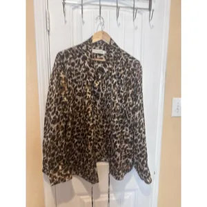 REBECCA MINKOFF Shirt Blouse Womens Size 3X Leopard Print Satin Button Up thumbnail 4