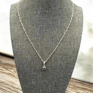 Sterling Silver Very Pretty Multi-green Crystal 925 Signed Pendant/ Silver plated Chain thumbnail 2