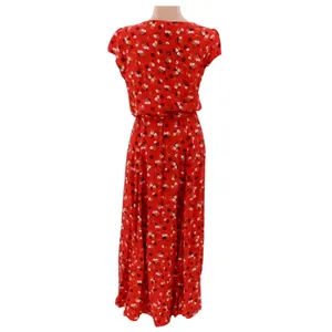 GAP Ditzy Floral Midi Wrap Dress Womens Size XS Red Tie Waist Garden Party Beach thumbnail 3