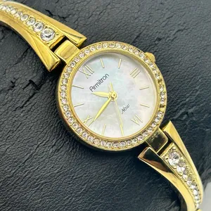 Armitron Now Gold Tone Crystal Bezel Mother Pearl Women’s Watch New Battery thumbnail 3