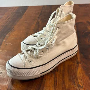 Converse Chuck Taylor All Star Platform High Top White Canvas Sneakers thumbnail 5