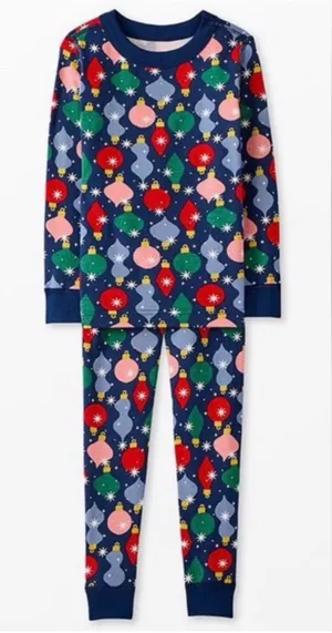 Holiday HannaJams™ Pajama Set Shiny Bright Ornaments size xs thumbnail 1