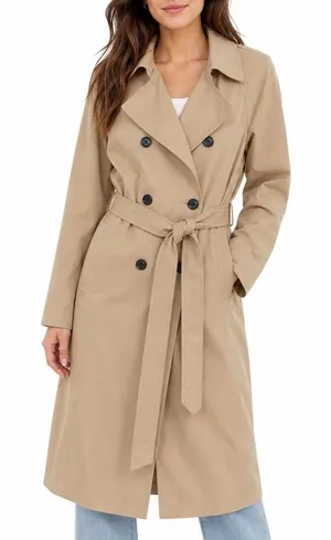 Wild Fable Womens XXL Tan Khaki Double Breasted Belted Trench Coat Jacket Long thumbnail 1