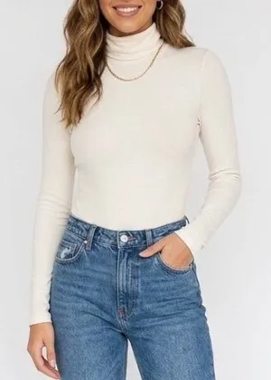 Naked Wardrobe Cream Turtleneck Long Sleeve Bodysuit Small Womens thumbnail 1