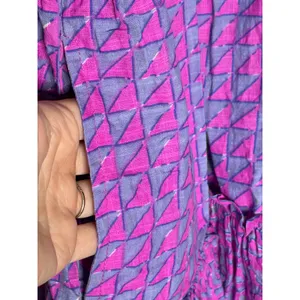 Uncle Frank Purple Boho Mini Dress Ruffle Sleeve Cotton Pockets Small thumbnail 8