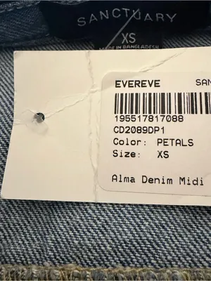 Sanctuary Evereve Alma Denim Midi Dress In Blue XS NWT thumbnail 9