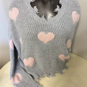 No Boundaries Juniors' Chewed Conversational Sweater thumbnail 10