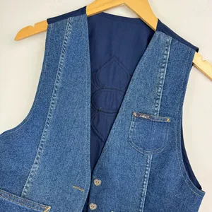 Vtg Chic Denim Western Vest Dark Wash Heart Buttons Sz Medium thumbnail 3