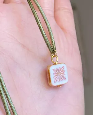 Handmade unique quality Czech glass bead fairy boho vintage retro style necklace🌿✨ thumbnail 4