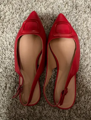 Nordstrom Red Pointed Toe Flats Size 7 thumbnail 1