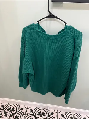Old Navy Green Waffle Knit Long Sleeve Henley thumbnail 4
