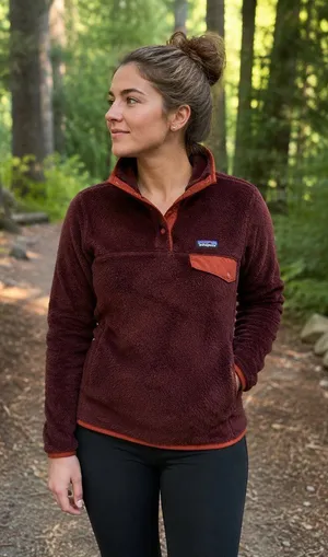 Patagonia Re-Tool Snap-T Polartec Thermal Pro Fleece XL Burgundy Rust Trim Cozy thumbnail 1