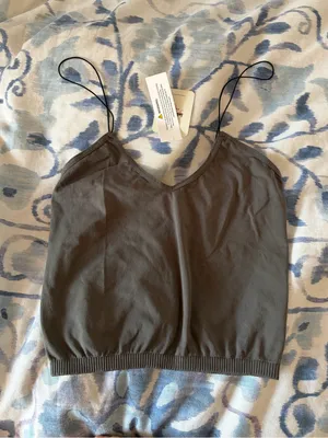 NWT- free people skinny strap charcoal grey brami crop top thumbnail 2